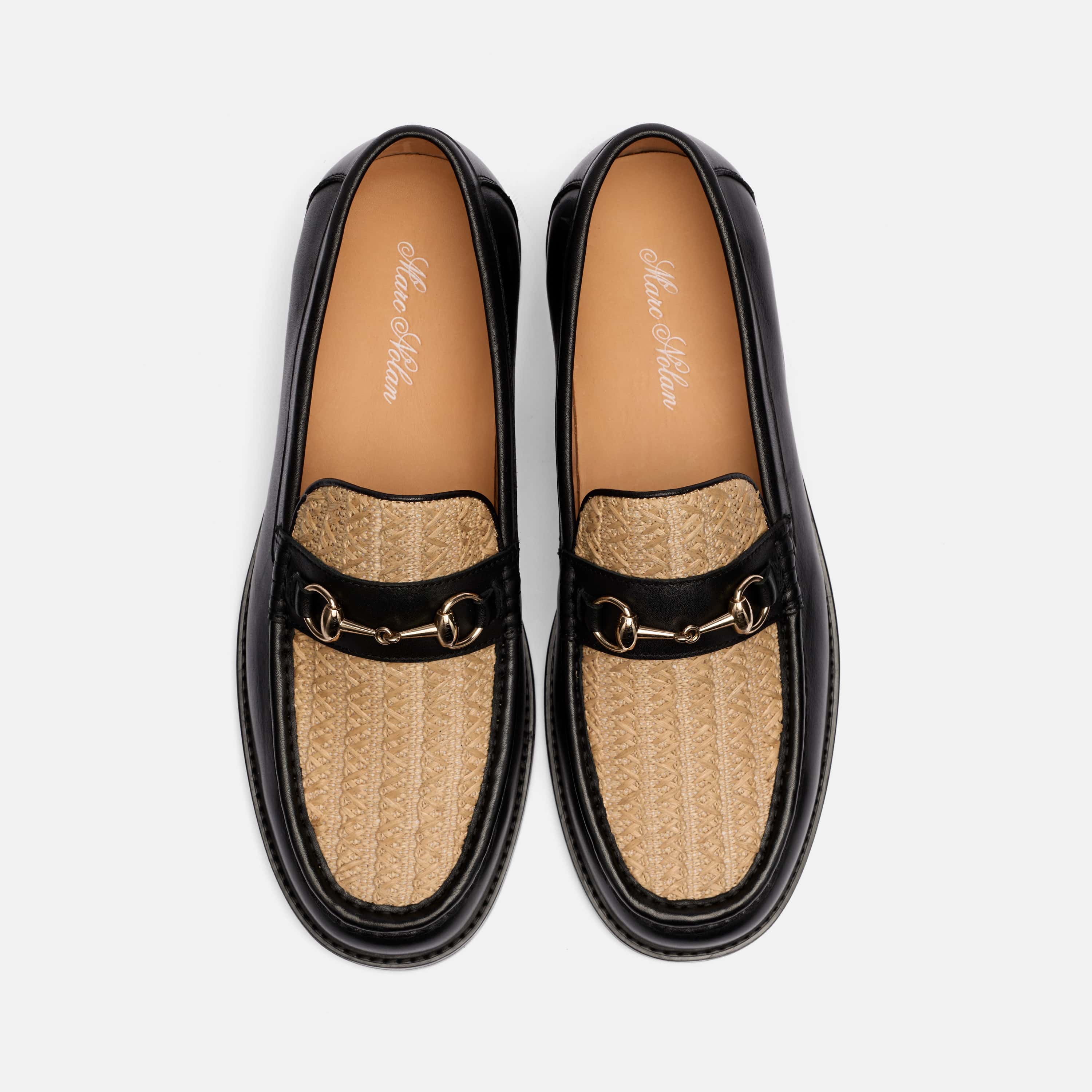 Boardwalk Black/Raffia Leather Horse-Bit Loafers - Image 4