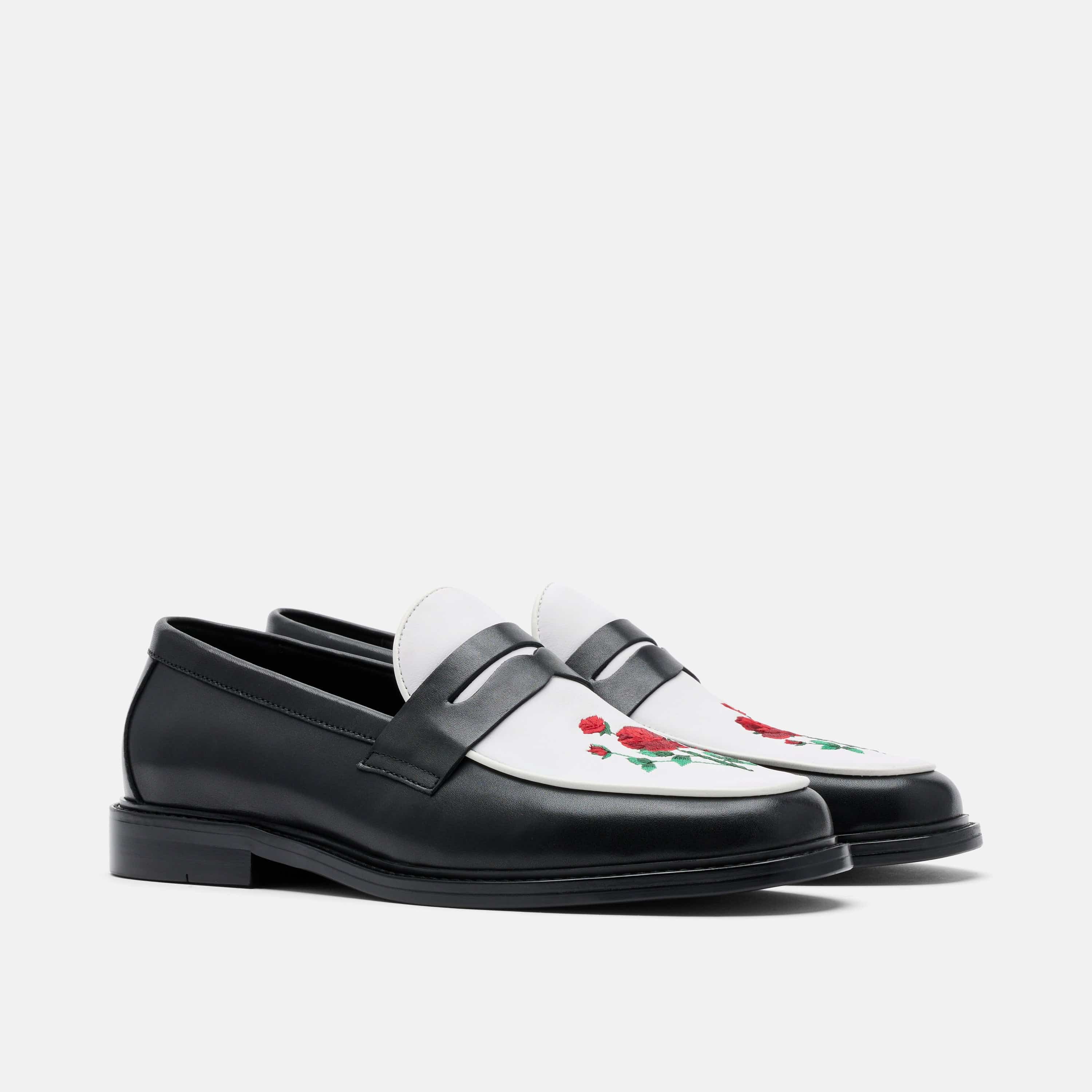 Calum Red Rose Leather Penny Loafers - Image 2