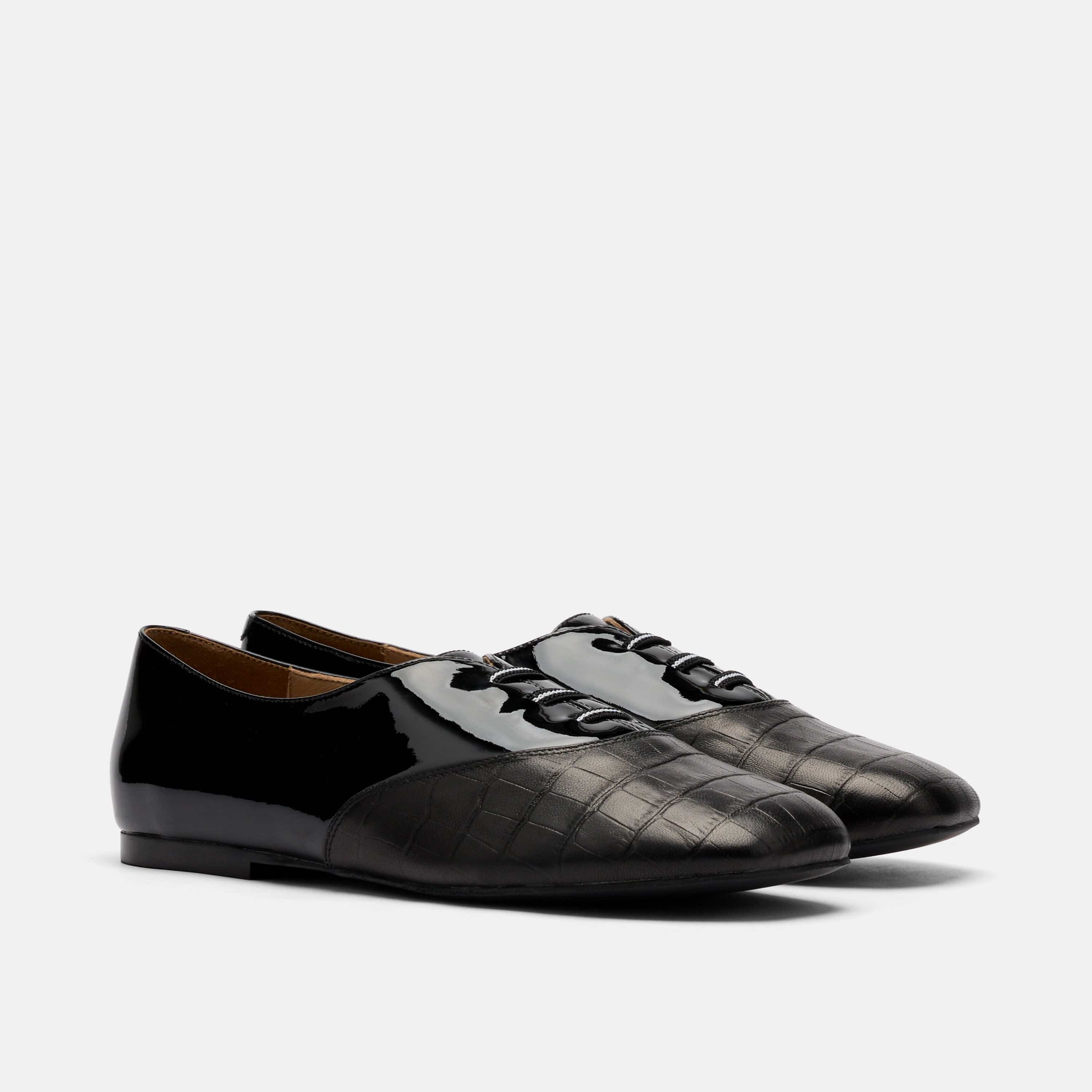 Crosstown Black Leather Ballet Sneakers - Image 2