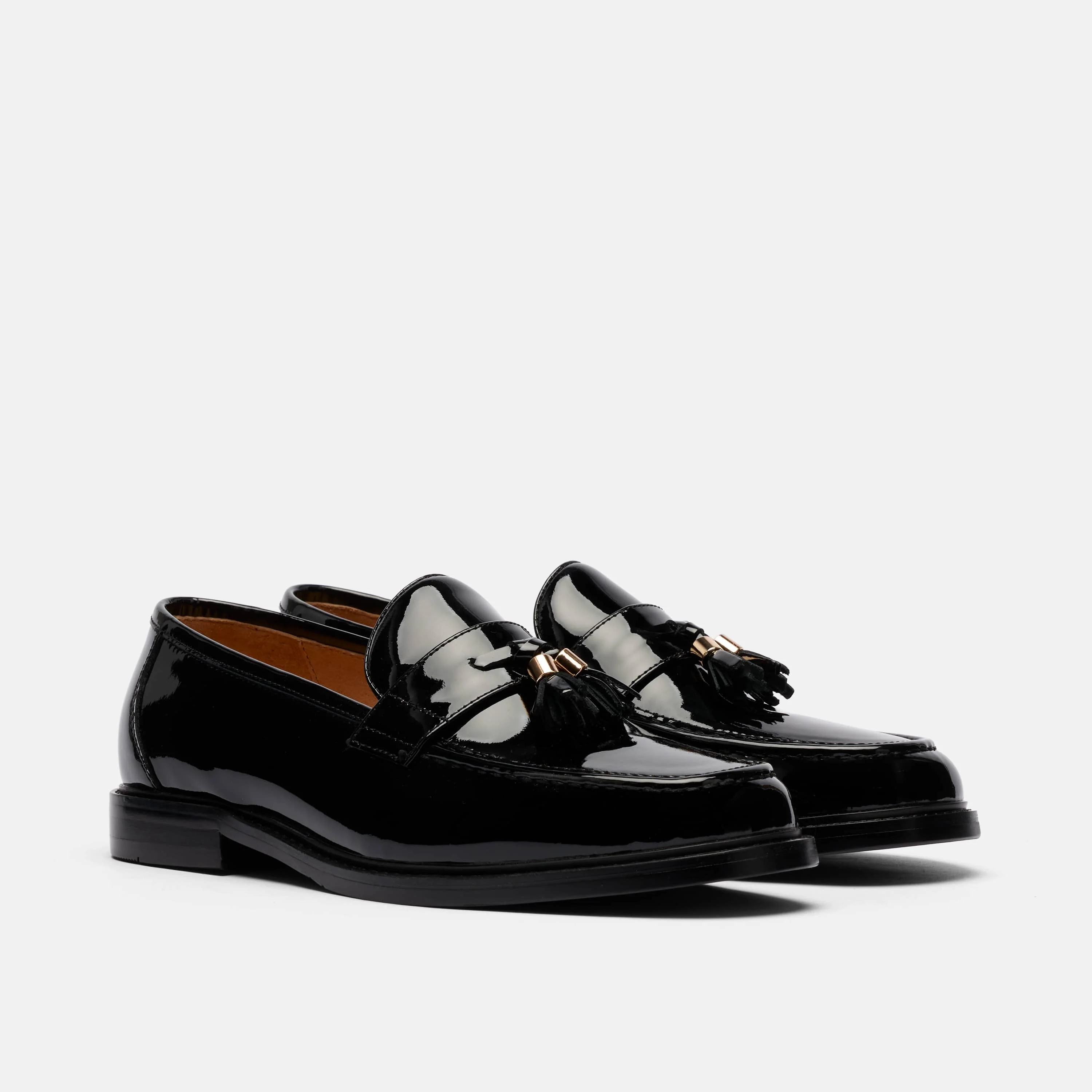 Denzel Black Patent Leather Tassel Loafers - Image 2