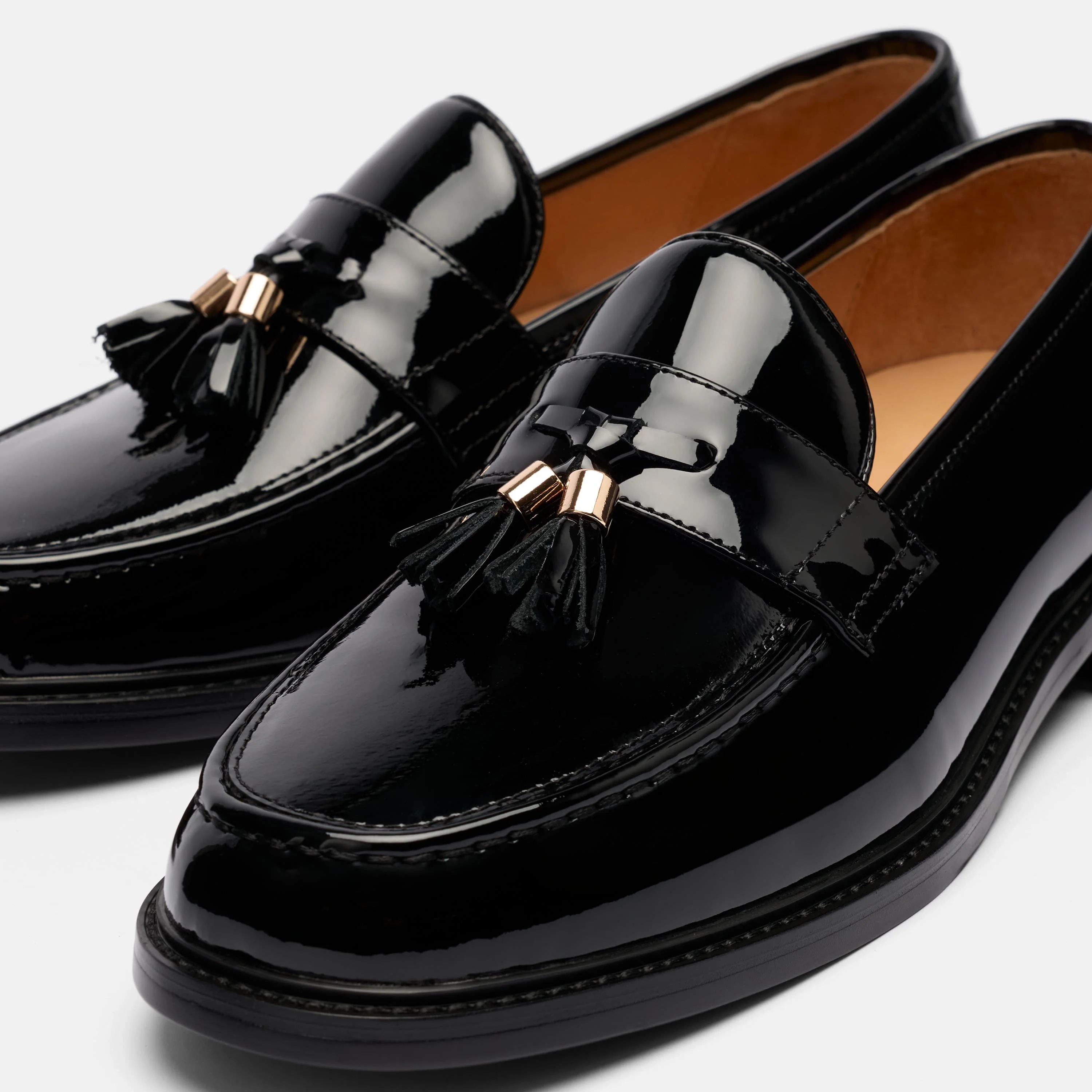 Denzel Black Patent Leather Tassel Loafers - Image 3