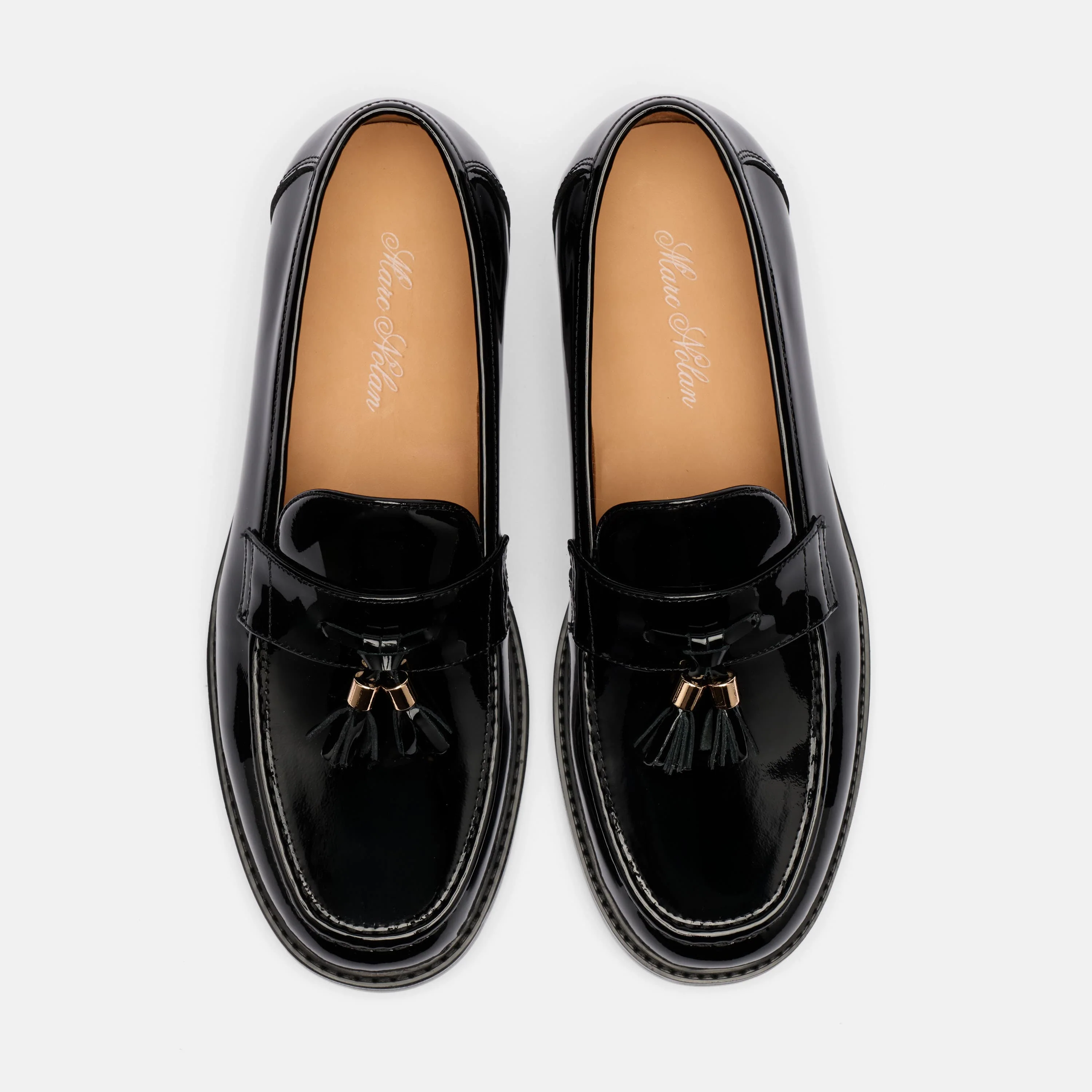 Denzel Black Patent Leather Tassel Loafers - Image 5