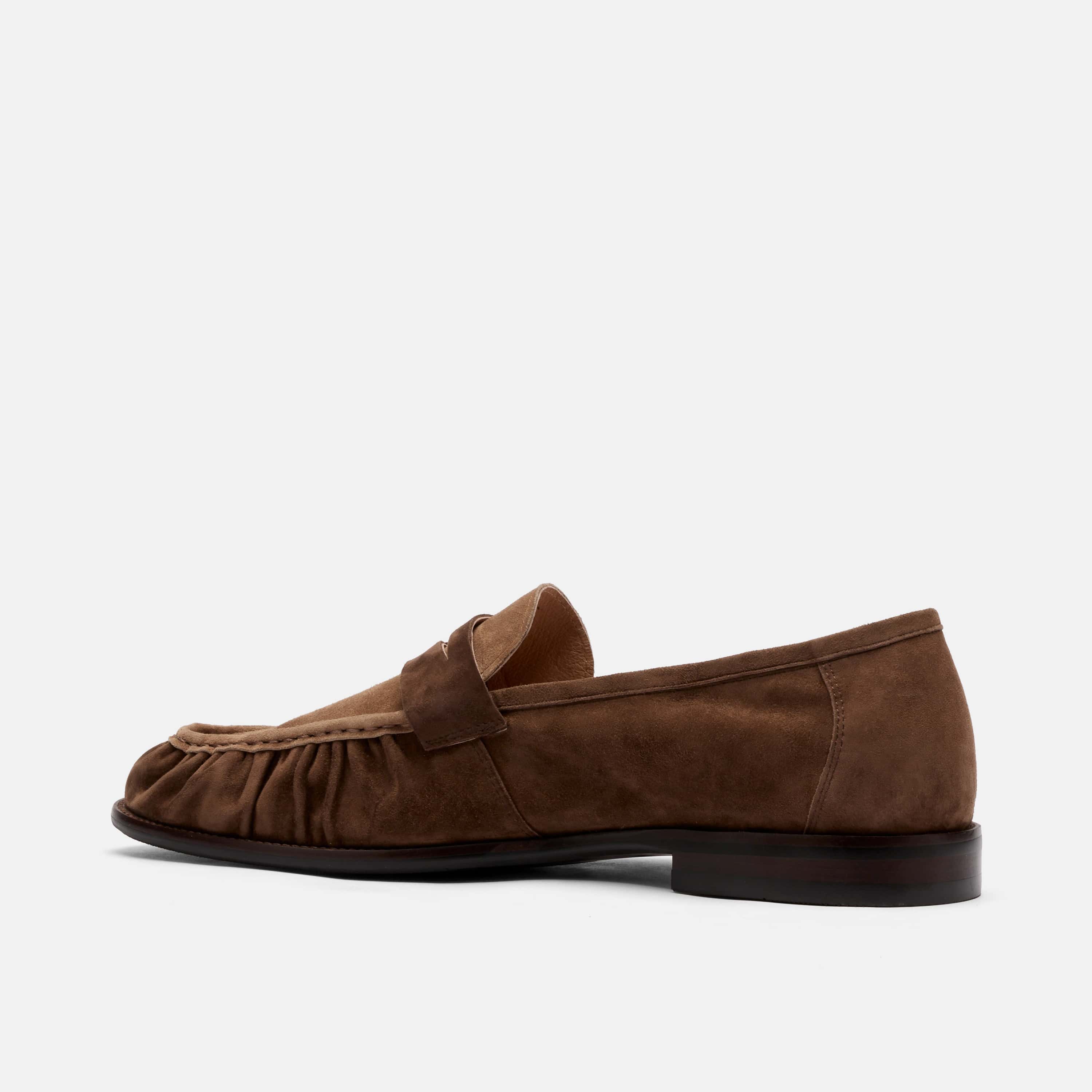 Kennedy Triple Brown Pleated Suede Penny Loafers - Image 5