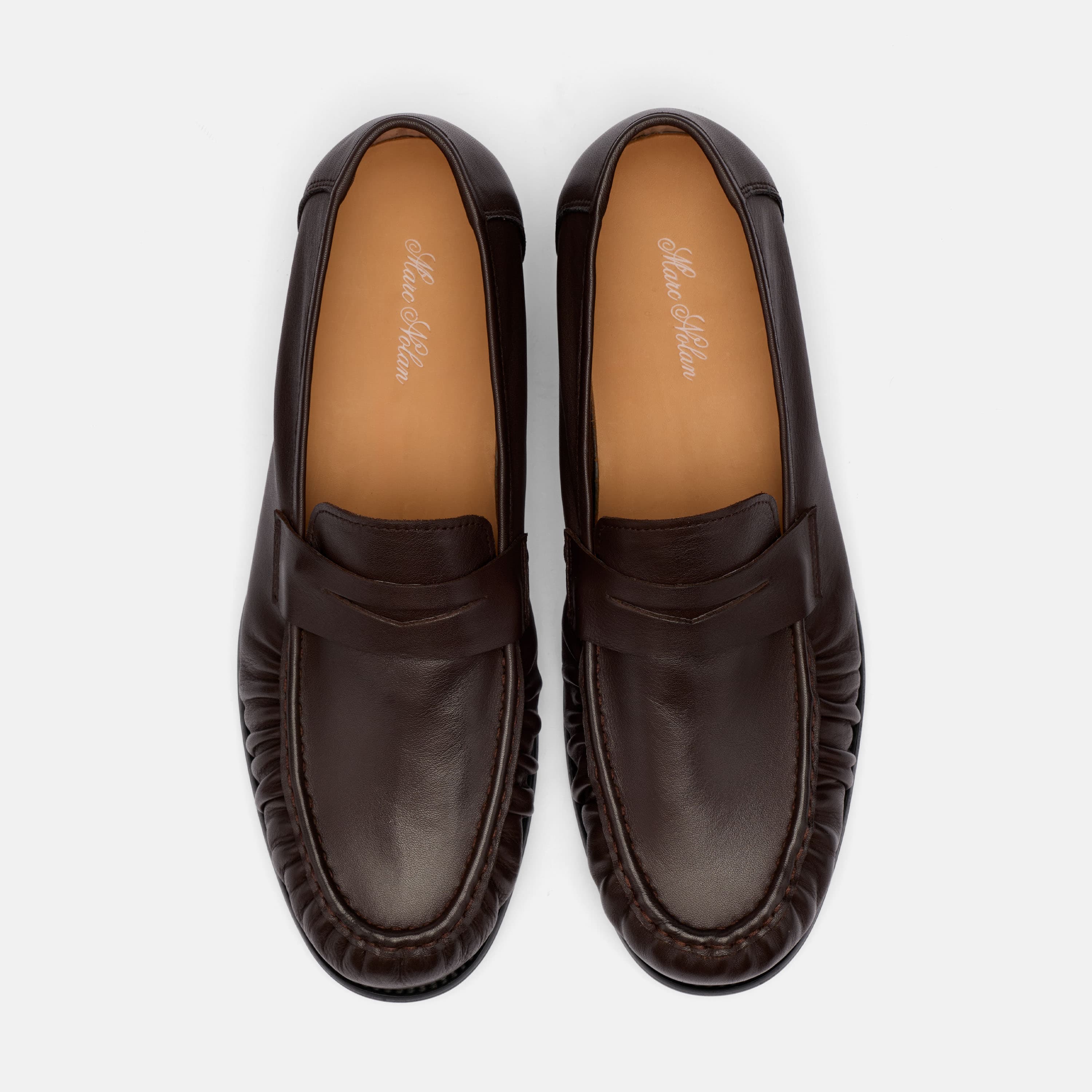 Kennedy Espresso Brown Pleated Leather Penny Loafers - Image 5