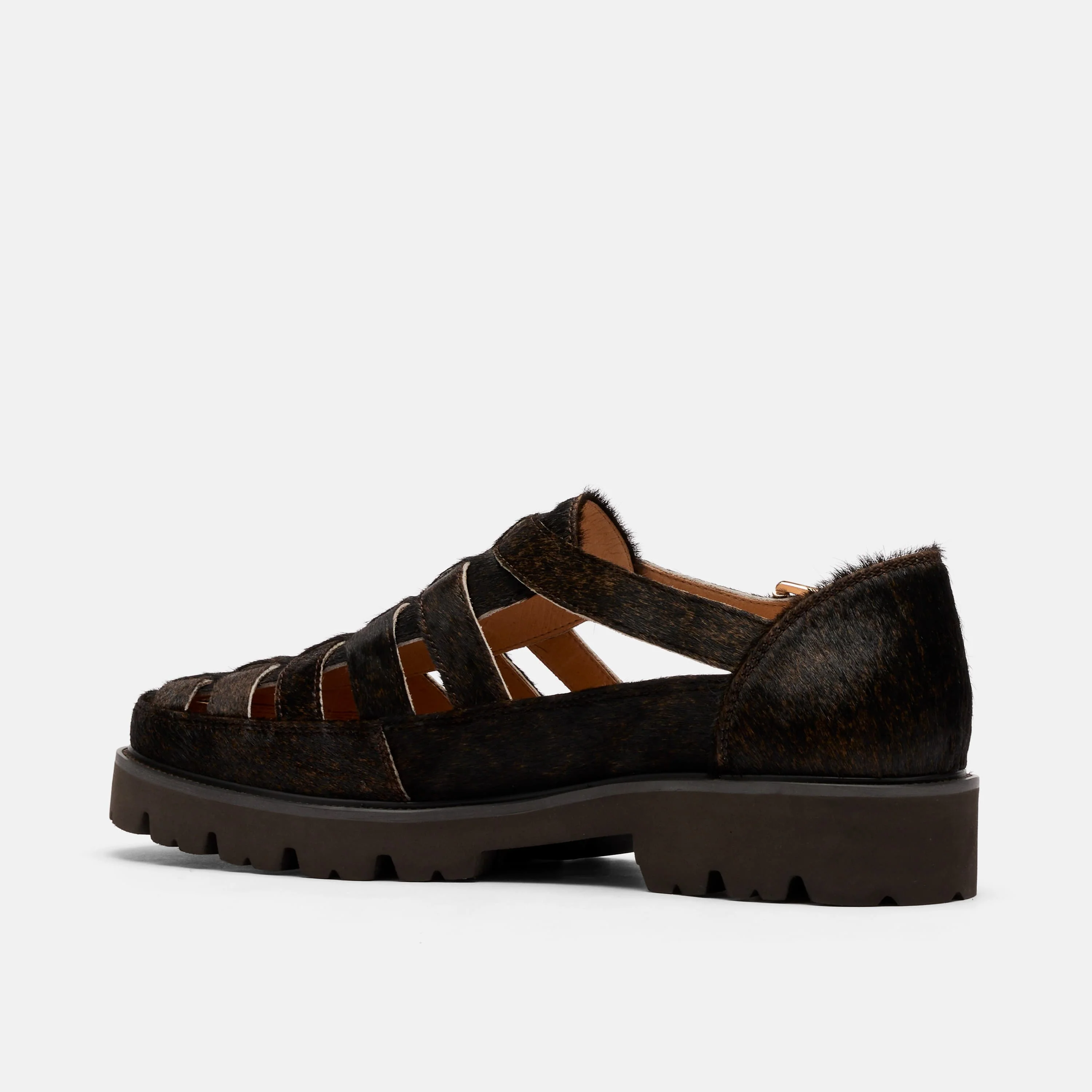 Magellan Brown Pony Hair Lug Fisherman Sandals - Image 4