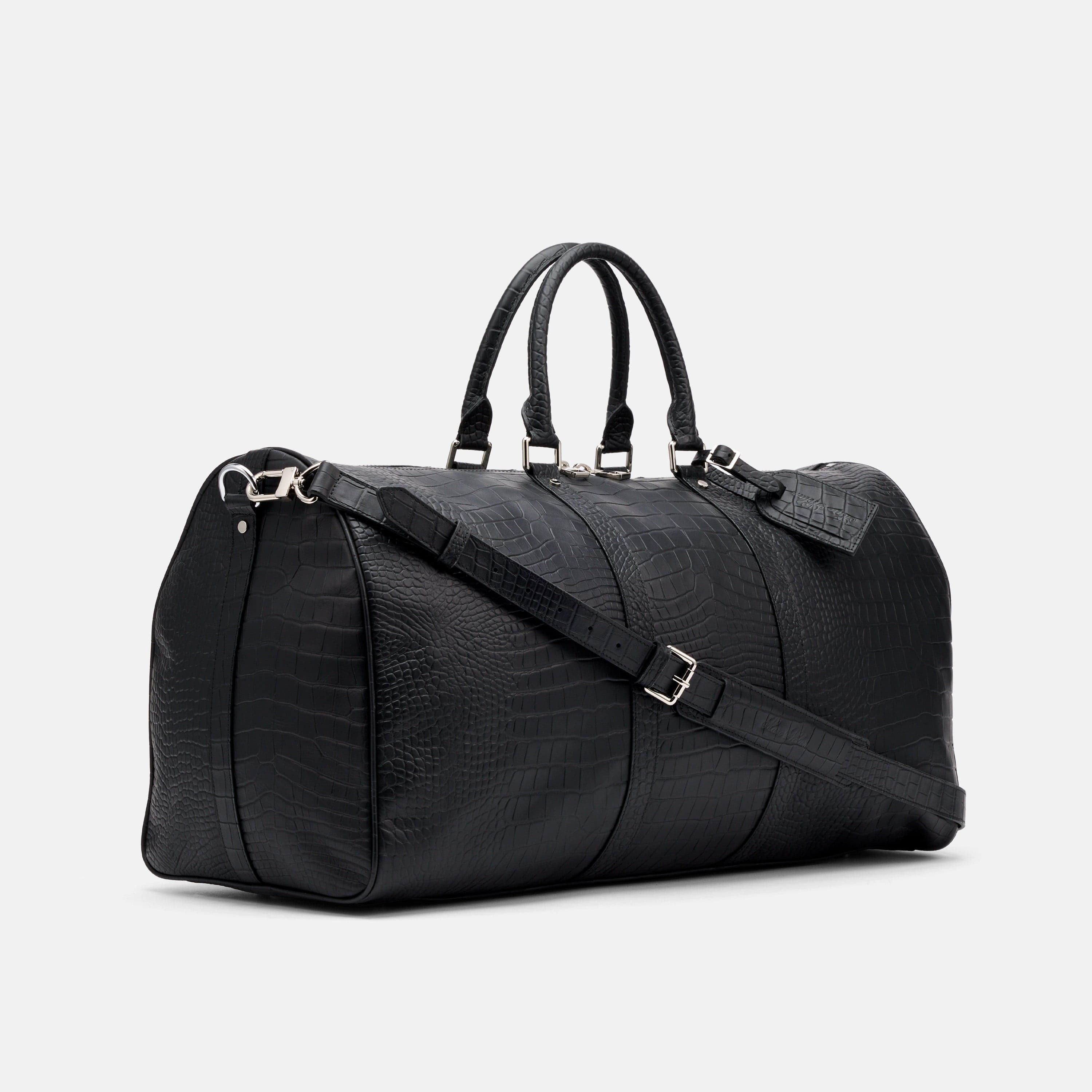 Marc Nolan Large Weekender Duffle Bag - Black Crocskin - Image 2