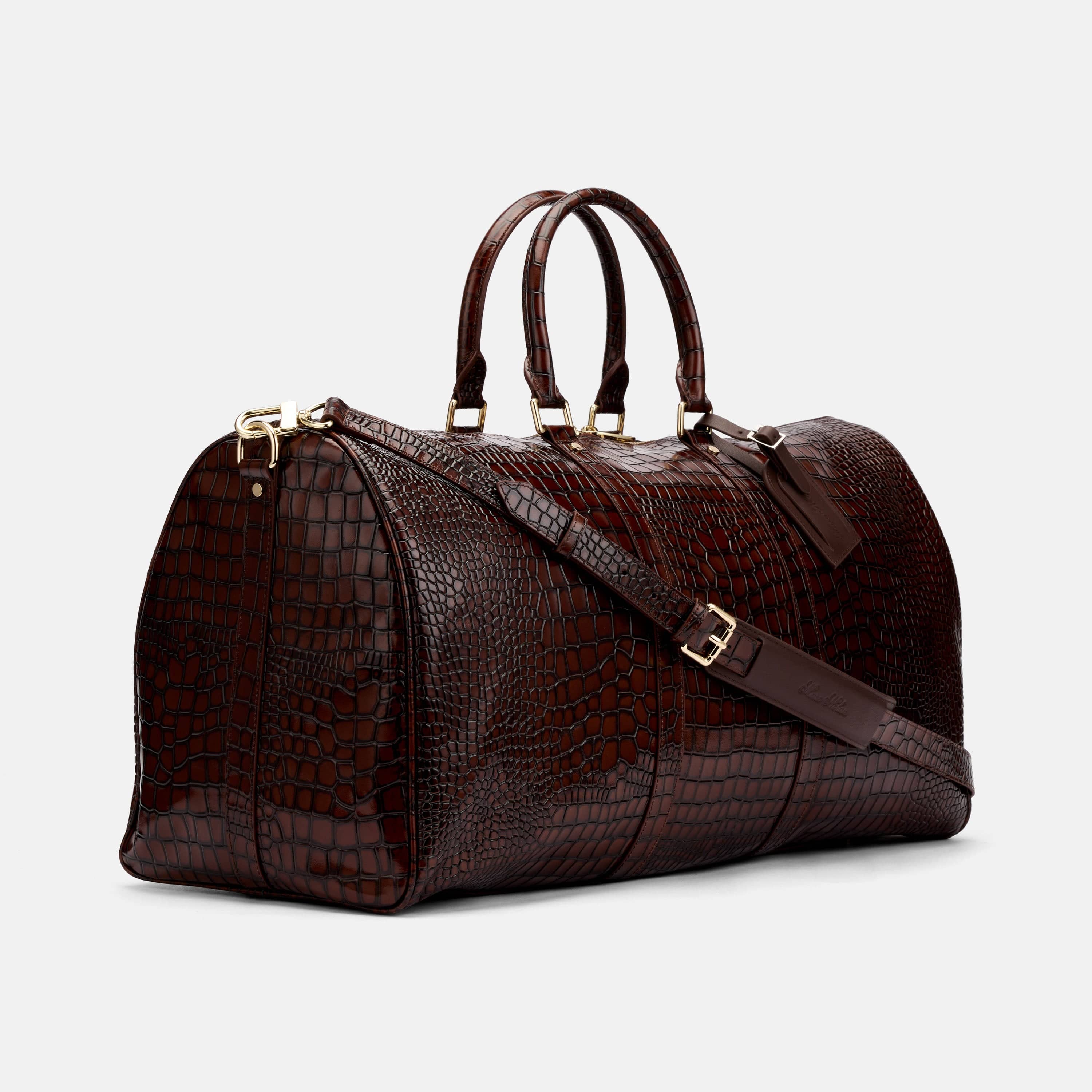 Marc Nolan Large Weekender Duffle Bag - Brown Crocskin - Image 2