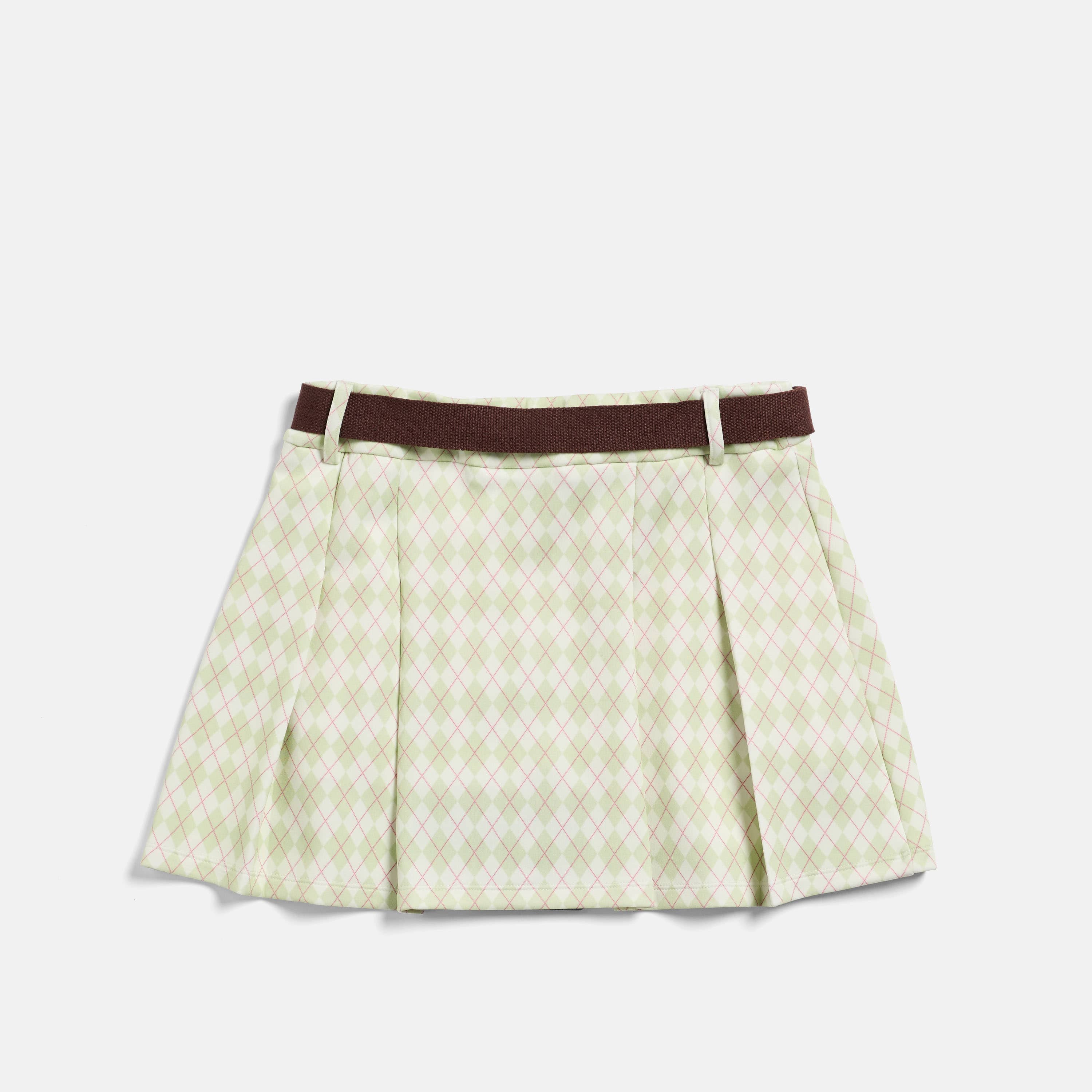Women's Argyle Golf Skirt - Cream/Sage - Image 6