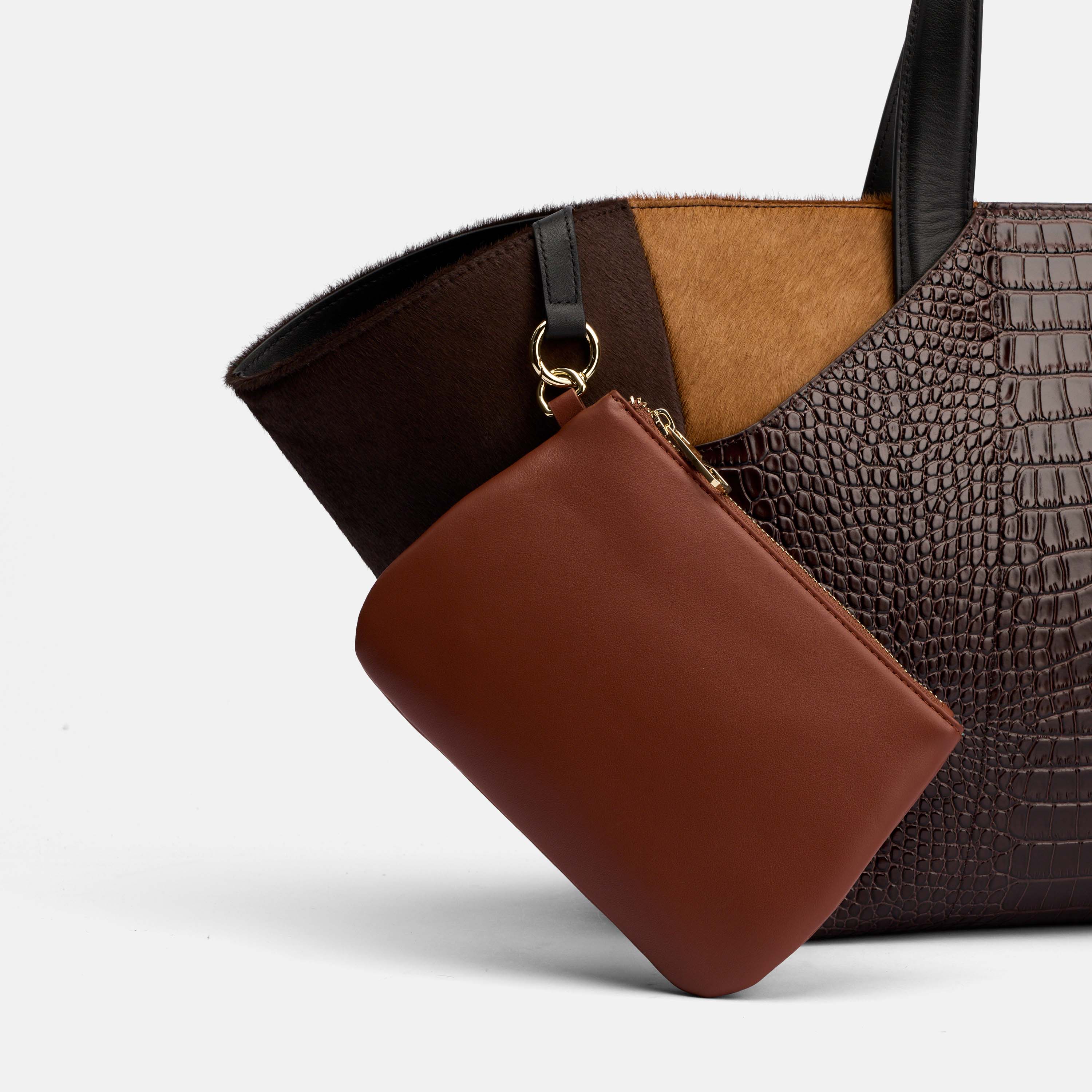 Marissa Structured Tote - Dark Brown Croc Leather - Image 6