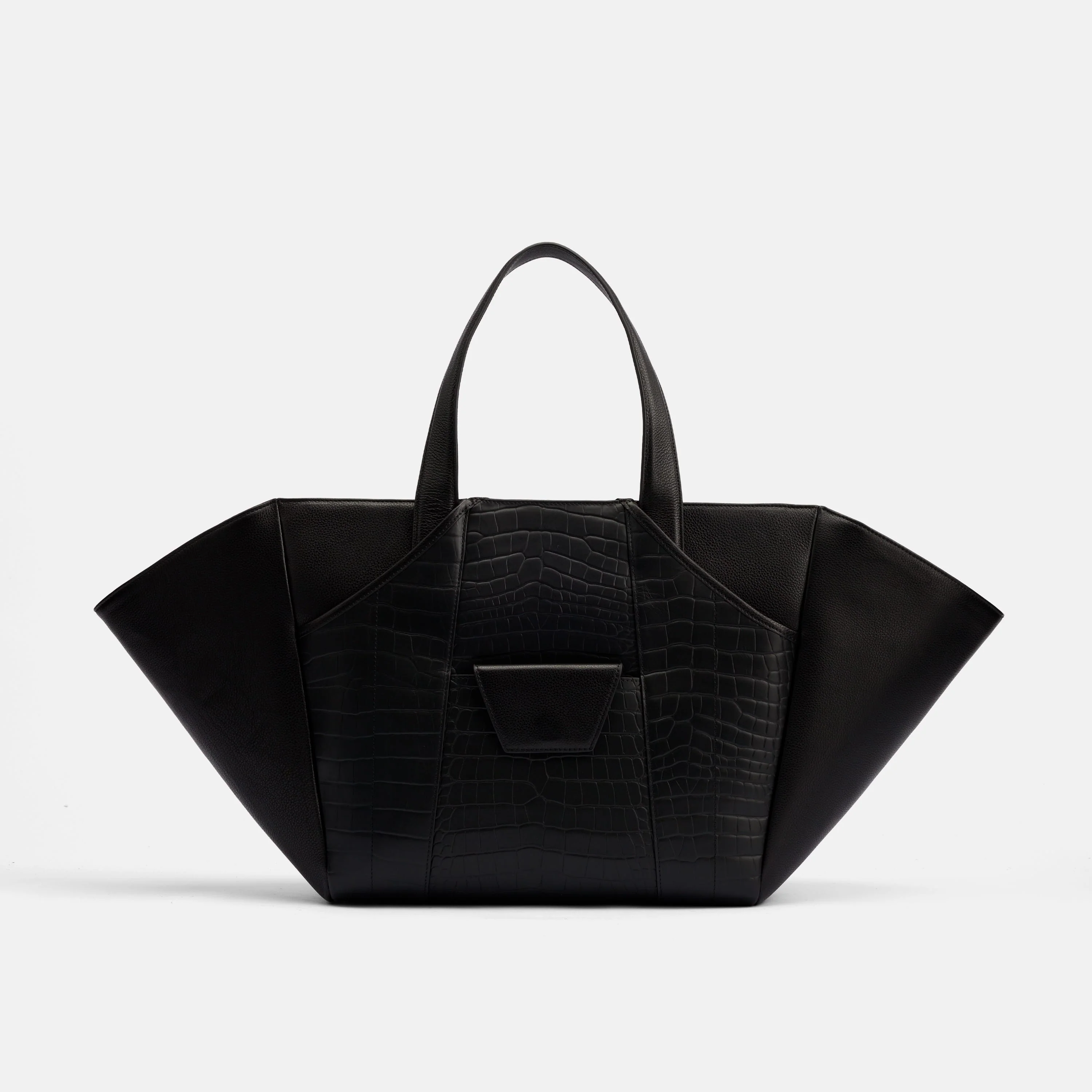 Marissa Structured Tote - Black Croc Leather