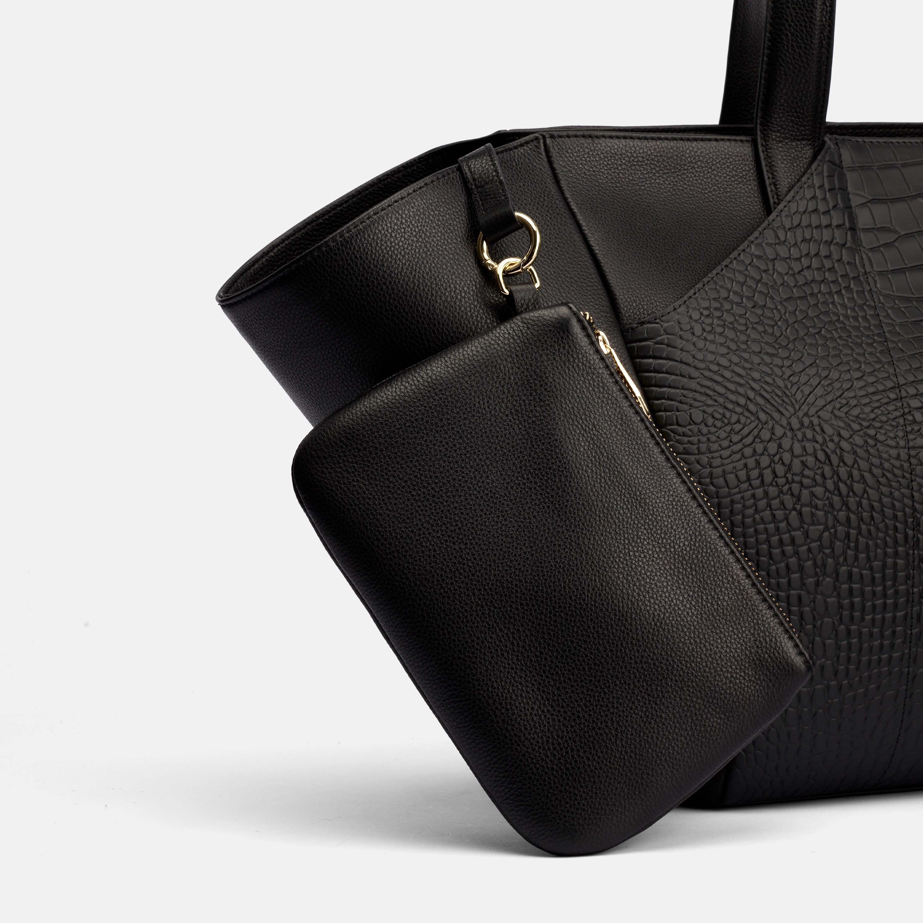 Marissa Structured Tote - Black Croc Leather - Image 6