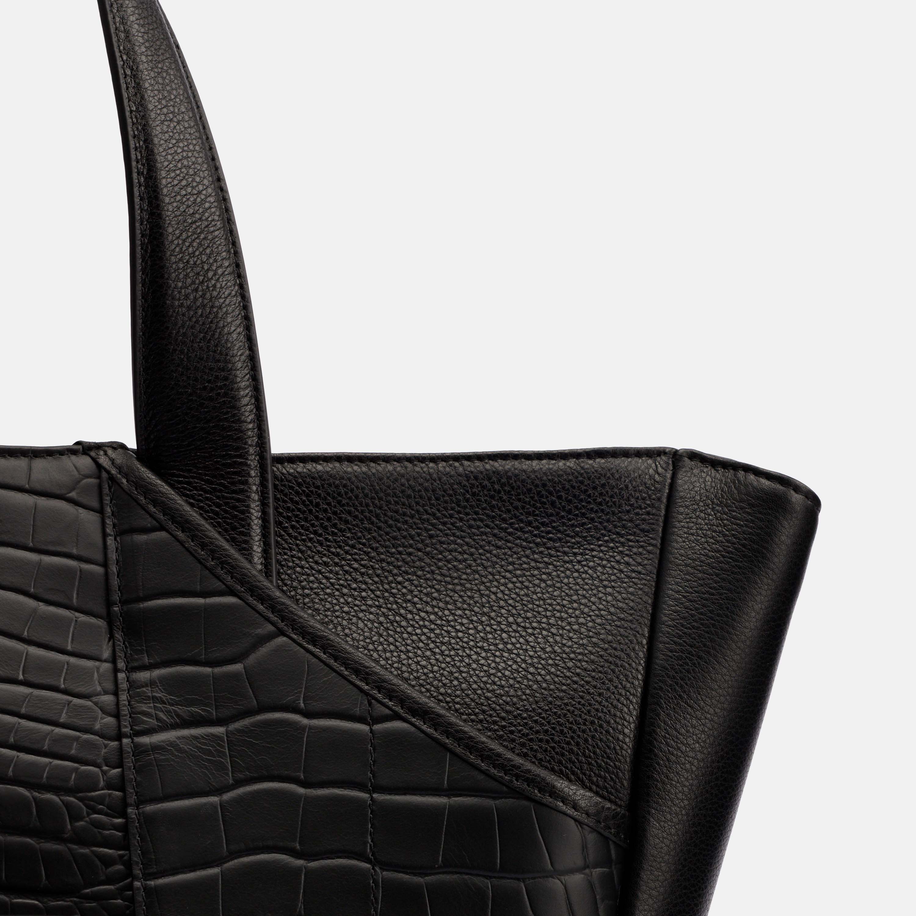 Marissa Structured Tote - Black Croc Leather - Image 8