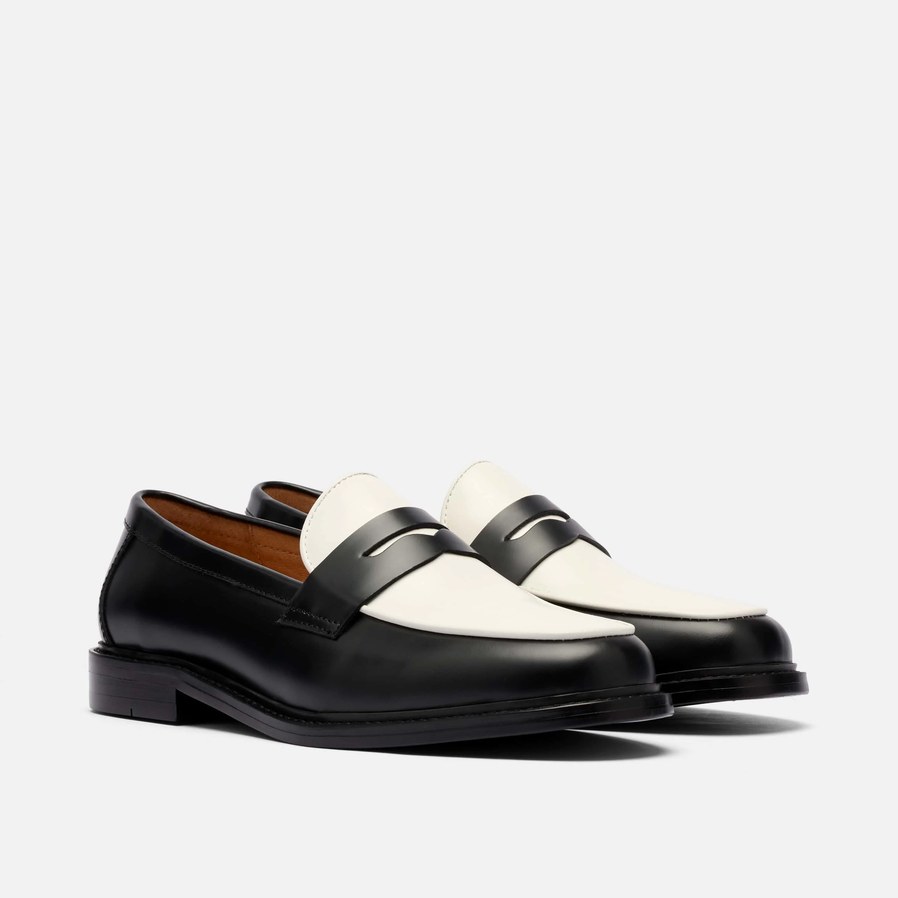 Ms. Calum Black/White Calf Leather Penny Loafers - Image 2