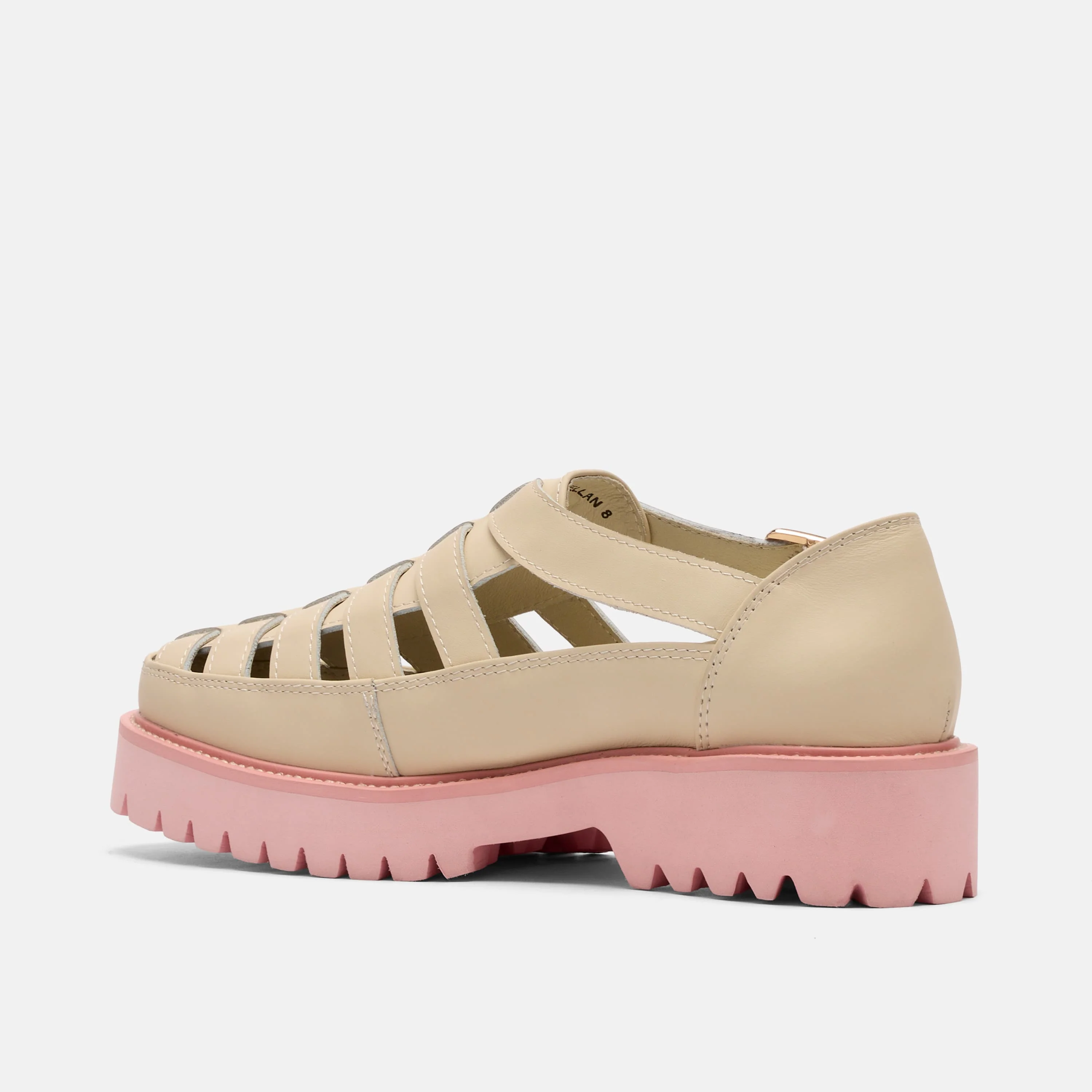 Ms. Magellan Cream/Pink Leather Lug Fisherman Sandals - Image 4