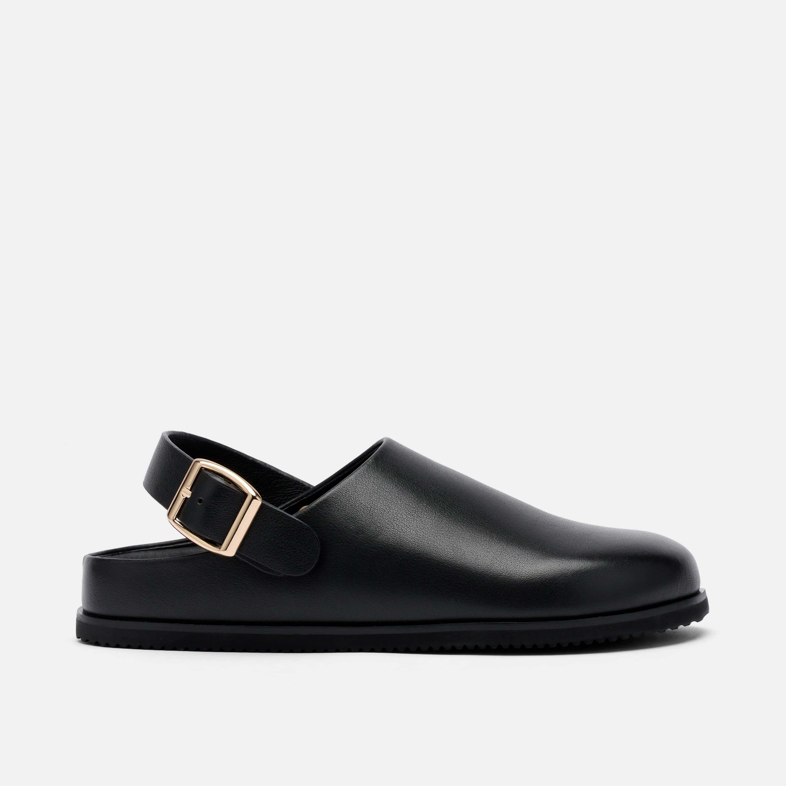 Ms. Solana Black Leather Backstrap Clogs - Image 3