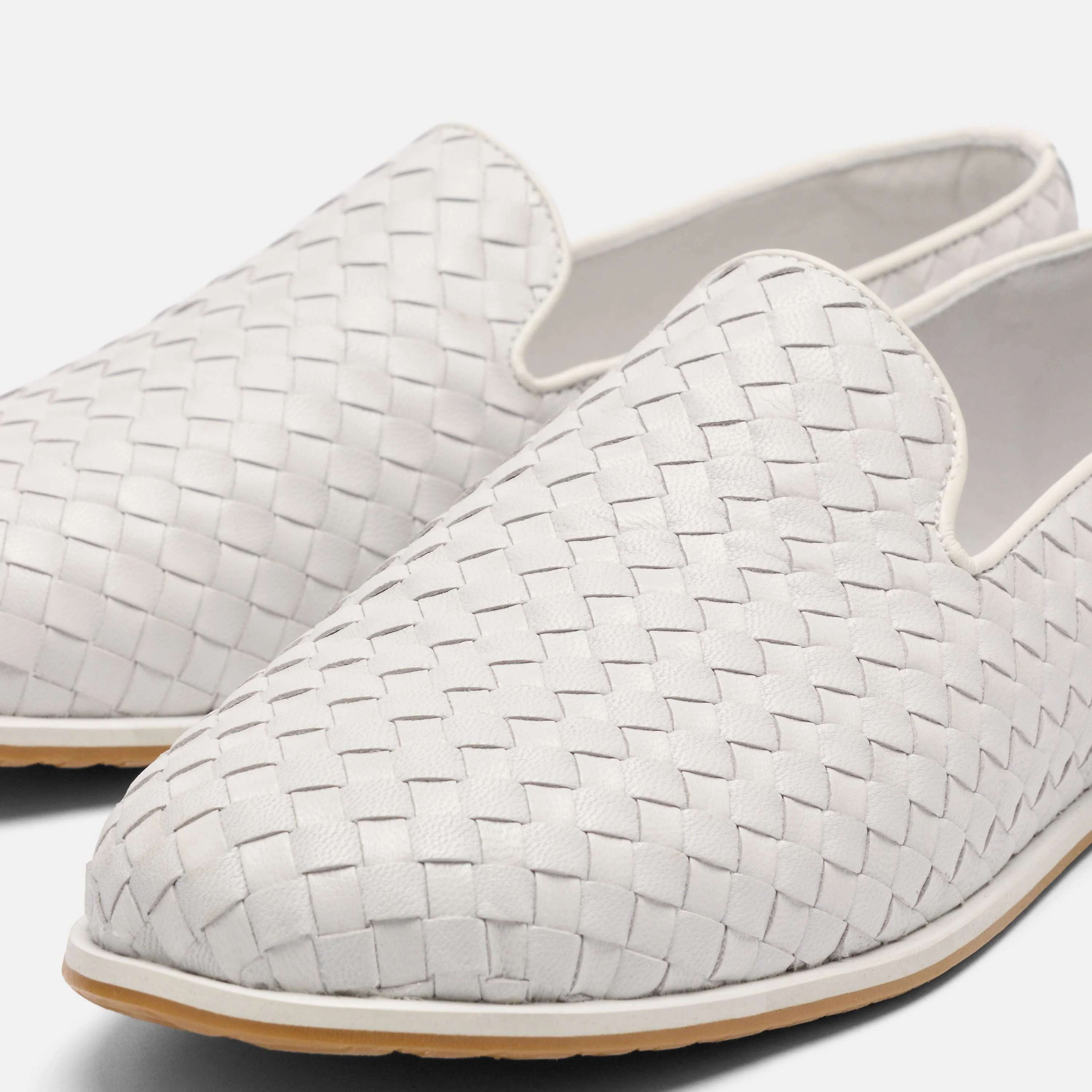 Portofino White Woven Leather Venetian Loafers - Image 3