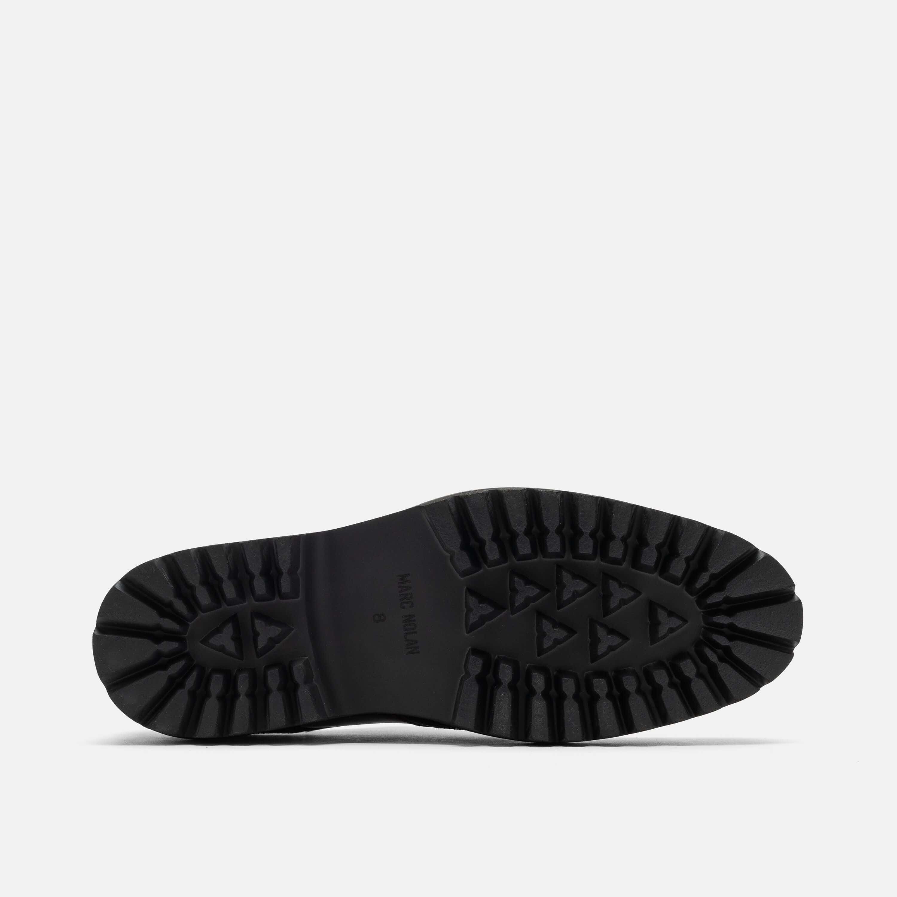 Ronan Black Brushed Leather Lug Wingtip Shoes - Image 6