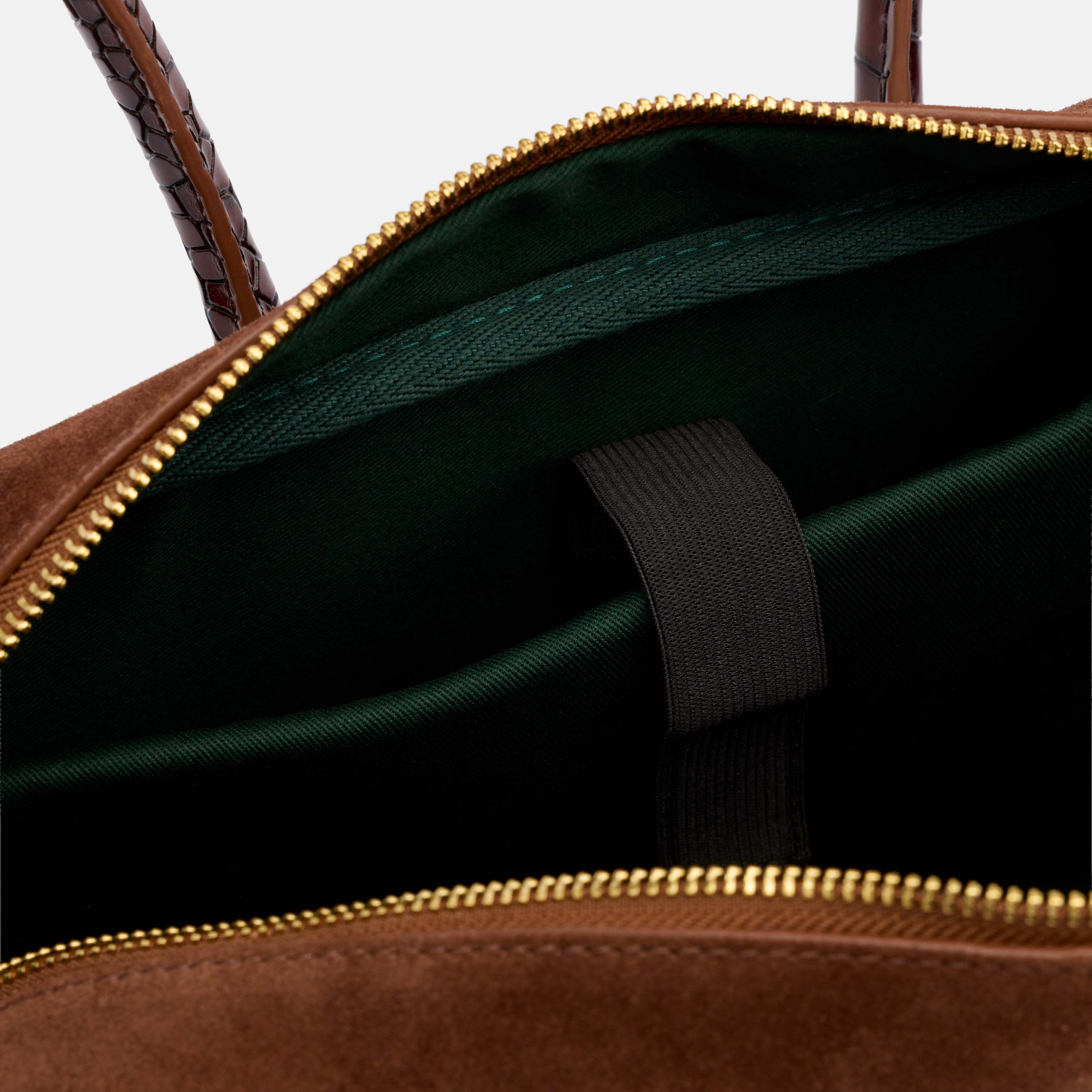 Serena Horsebit Shoulder Bag - Brown Suede & Croc Leather - Image 5