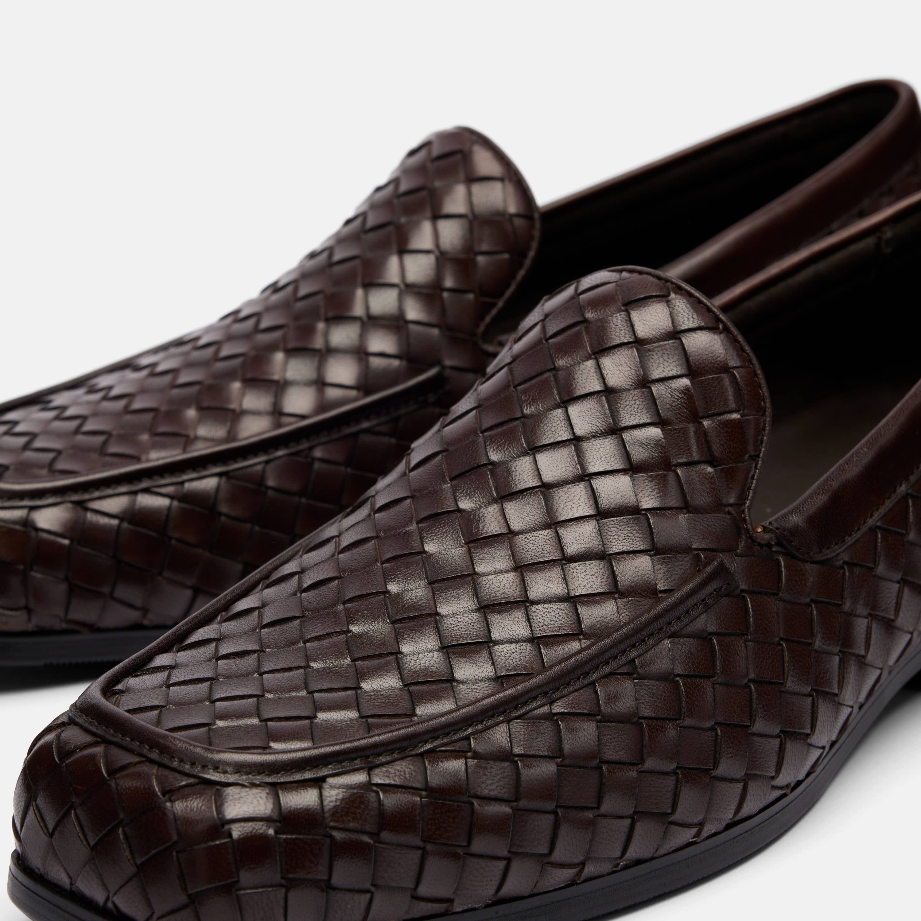 Torino Espresso Woven Square Toe Loafers - Image 3