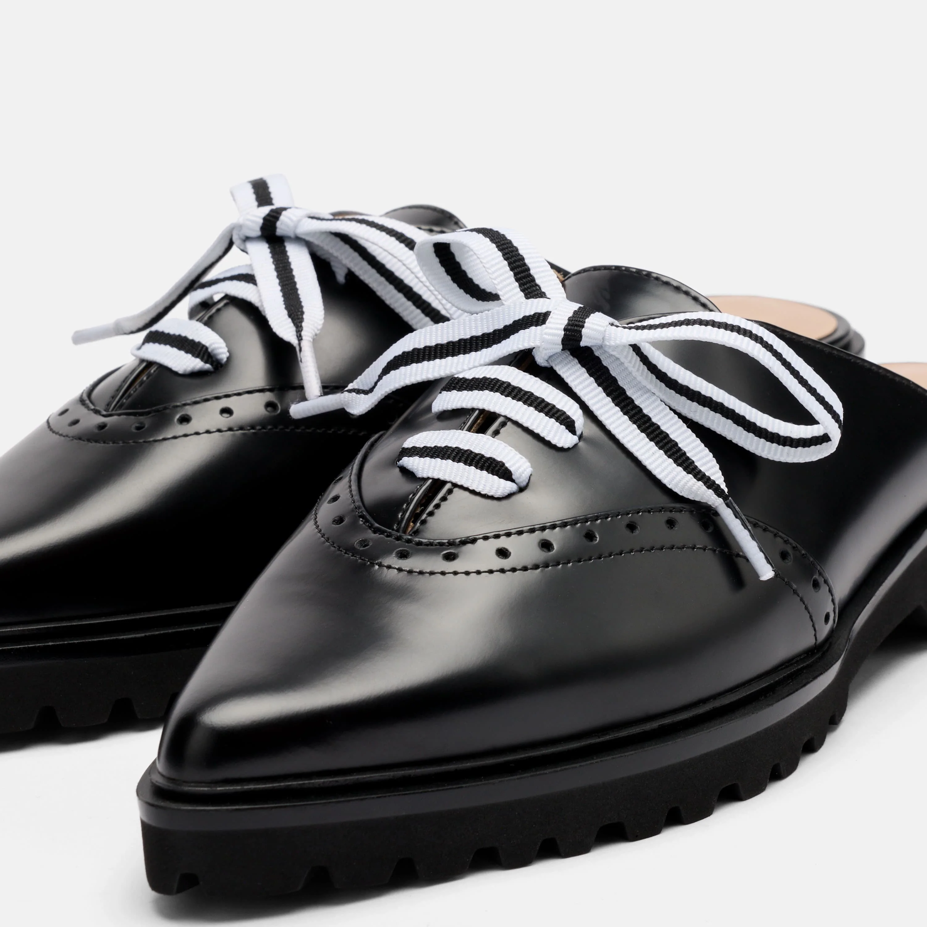 Vera Black Leather Oxford Mules - Image 3
