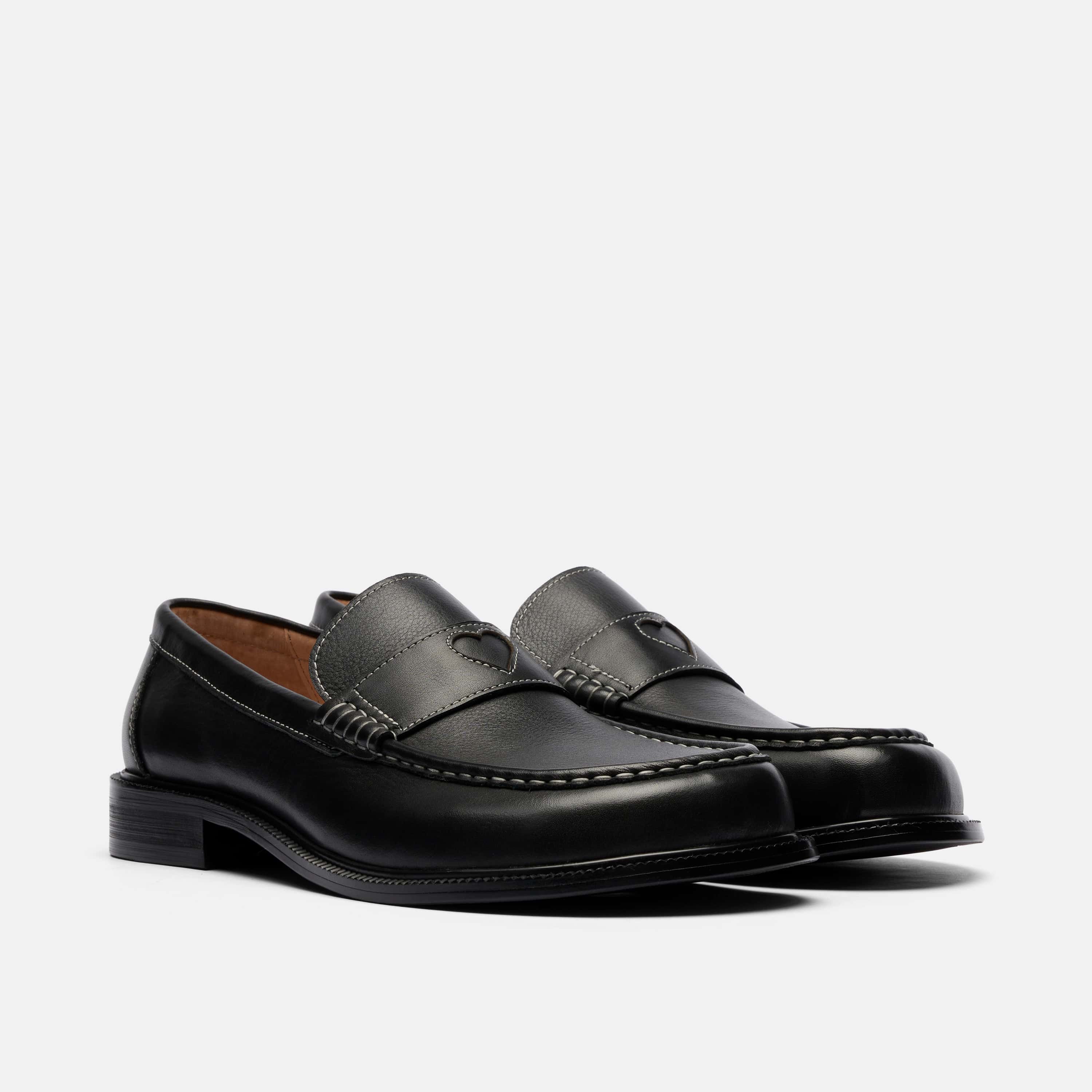 Wildheart Black Leather Penny Loafers - Image 2